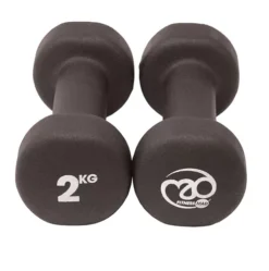 Fitness-Mad Black Neoprene Dumbells (Pair 2kg)